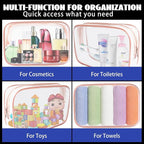 16 Pieces Clear Cosmetic Bags, Large Transparent Makeup Bags, TSA Approved Toiletry Bag for Travel, PVC Waterproof Clear Pouch with Zipper Make Up Bag for Women and Men Traveling (Rose Pink-L)