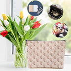 4pcs Pink Vintage Roses Floral Makeup Bag, Pink Coquette Roses Flower Cosmetic Bag Rose Gifts for Women Female Girls Sister BFF Nature Lover, Travel Zipper Pouch Christmas Thanksgiving Birthday Gifts