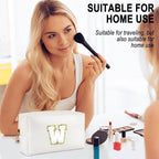 Gifts for Girls Initial Makeup Bag Personalized Cosmetic Bag with Zipper Cute Travel Toiletry Bags Waterproof PU Preppy Makeup Pouch Birthday Gift for Teen Girls Women(White W)