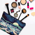 Cute Makeup Bag for Purse Canvas Waterproof Funny Cosmetic Bags for Women Zipper Travel Toiletry Pouch-Mountain Makeup Bags-Blue