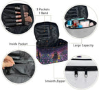 Black Cat Colorful Daisy Flower Print Travel Makeup Bags for Women Portable Tote Cosmetic Case with Carry Handle Toiletry Accessories Storage Organizer Bags