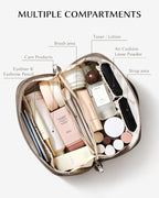 EACHY Makeup Bag,Large Capacity Travel Makeup Bag,Waterproof Portable Open Flat Toiletry Bag Cosmetic Bag with Divider and Handle