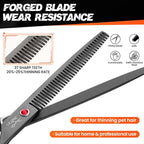 JASON 7.5" Dog Grooming Scissor - Professional Thinning Shear with 37 Teeth Japanese Stainless Steel Blender Scissors for Dogs, Cats and Other Pets (Thinning, Black) Christmas Gift