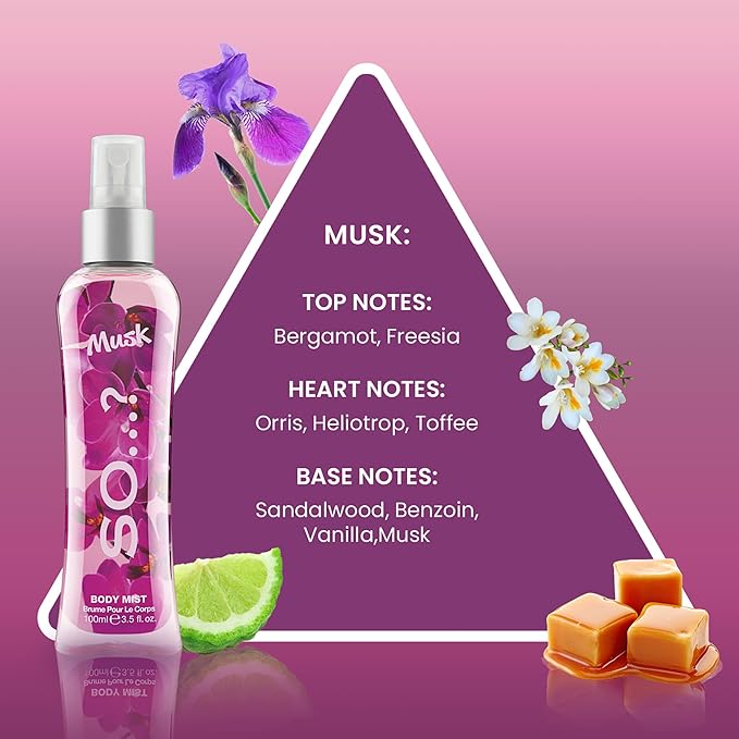 So...? Musk Body Mist for Women - 3.5 oz Body Mist - Pack of 2