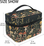 MNSRUU Makeup Bags, Vintage Wildflower Mushrooms Makeup Organizer Bags Toiletry Bag Box Travel Cosmetic Bag Make Up Train Case for Women Teen Girl Ladies