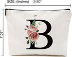 Initial A-Z Personalized Letter Makeup Bag, Monogrammed Bridesmaid Gifts/Presents Cosmetic Bag, Portable Stationery Storage Organizer Pouch, Friendship Love Travel Makeup Bags