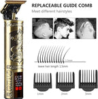 Hair Clippers for Mens Cordless Hair Trimmer T-Blade Trimmer Professional Haircut & Grooming Kit Rechargeable Edgers Clippers Hair Trimmer Shaver Cutting Kit with LCD Display (Led-Dragon)