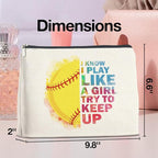 Inspirational Gifts for Women Softball Lovers Makeup Bag, Cosmetic Pouch With Zipper for Girls