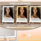 Hasipu Vanity Mirror with Lights, 25.6" x 21.3" LED Makeup Mirror, Light up Mirror with 10X Magnification and Phone Holder, USB Charging Port, Smart Touch 3 Colors Dimmable, 360° Rotation (White)