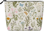 MOLAIGIN Vintage Color Plants Herbs Floral Butterfly Botanical Cosmetic Bag For Women, Travel Makeup Bag, Toiletry Zipper Bag, Large Capacity Aesthetic Cases
