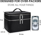 Makeup Case, Large Capacity Waterproof Double Layer Cosmetic Bag with Removable Divider, Double Compartment Brush Organizer, Multi-functional Travel Organizer