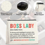 Boss Lady Gifts for Women - Female Boss Lady Makeup Bag with Zipper Closure