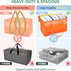 BALEINE 8-Pack Oversized Moving Bags with Reinforced Handles, Heavy-Duty Storage Tote for Clothes, Moving Supplies (Orange, 8-Pack)