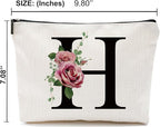 Initial A-Z Personalized Letter Makeup Bag, Monogrammed Bridesmaid Gifts/Presents Cosmetic Bag, Portable Stationery Storage Organizer Pouch, Friendship Love Travel Makeup Bags