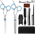 10-Piece Hair Cutting Scissors Kit - Professional Set with Thinning Scissors, Comb, Cape, Clips, Leather Bag for Barber, Salon, Home
