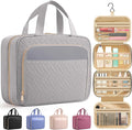 HOTOR Travel Toiletry Bag for Women & Men, Waterproof Makeup Bag with Hanging Hook and Multiple Pockets, Cosmetic Bags for Women, Travel Essentials, 11.2'' x 3.2'' x 8.9'', Grey