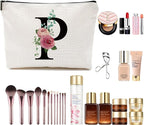 Initial A-Z Personalized Letter Makeup Bag, Monogrammed Bridesmaid Gifts/Presents Cosmetic Bag, Portable Stationery Storage Organizer Pouch, Friendship Love Travel Makeup Bags