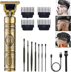 Hair Clippers for Men, Professional Cordless Rechargeable Beard Trimmer Gold Kit with Guide Combs