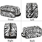 Abstract Black White Zebra Skin Travel Toiletry Bag for Women Men Lightweight Cosmetic Makeup Bag Organizer Waterproof Shaving Bag Dopp Kit with Large Capacity for Toiletries and Shaving Accessories