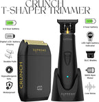 Supreme Trimmer 2-in-1 T-Shaper Trimmer & Crunch Foil Shaver | STF602 Electric Razor & ST5206 DLC Beard Trimmer Barber Haircut Kit | Black