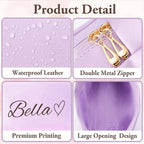 Personalized Makeup Bag with Name & Birth Flower, Custom Leather Cosmetic Bags for Women, Customized Travel Toiletry Bag Gifts for Bridesmaid Wedding