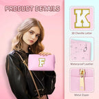 TOPEAST Initial Cosmetic Bag, PU Leather Waterproof Travel Toiletry Bag, Monogrammed Gifts for Women, Personalized Birthday Gift for Sister Friends, Cute Stuff for Girls (Pink K)