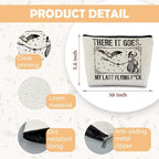 Halloween Makeup Bag, Goth Skeleton & Bat Design, White, Waterproof Linen Cosmetic Bag for Women