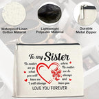 Sister Gifts Makeup Bag Christmas Birthday Gifts for Sister Cosmetic Bag Zipper Makeup Pouch