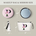 Happy Birthday Friendship Womens Bridesmaid Coolest Gifts for Sister Teacher Coworkers Personalized Travel Makeup Cosmetic Bag with Mirror Valentines Mothers Day Christmas Graduation P