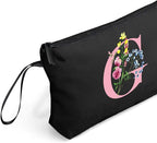 SEAMOON Women Birthday Unique Initial Funny Gifts for Teenage Girl Sister Friends Bridesmaid Personalized Travel Make up Cosmetic Bag with Mirror Valentines Mothers Day Christmas Graduation G
