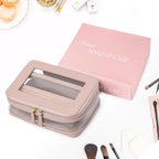 Pinkmik Clear Makeup Bag with Brush Case Travel Toiletry Bag Waterproof Cosmetic Organizer Car Essentials for Women (Pink, M+SLIM-1)