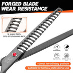 JASON 7.5" Dog Grooming Scissor - Professional Thinning Chunker Shear with 18 Teeth Japanese Stainless Steel Hair Scissors for Dogs, Cats and Other Pets (Chunker, Black) Christmas Gift