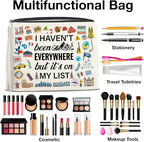 Travel Gifts Makeup Bag, Travelers Gifts for Women, Gifts for Women Who Like to Travel, Adventure I Haven't Been Everywhere But It's on My List Zipper Makeup Pouch