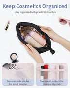 Narwey Small Makeup Bag for Travel Women Girl, Puffer Cosmetic Bag Makeup Pouch for Purse with Zipper, Cute Puffy Make Up Organizer Bags, Travel Toiletry Bag Toiletries (Black)