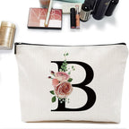 Initial A-Z Personalized Letter Makeup Bag, Monogrammed Bridesmaid Gifts/Presents Cosmetic Bag, Portable Stationery Storage Organizer Pouch, Friendship Love Travel Makeup Bags
