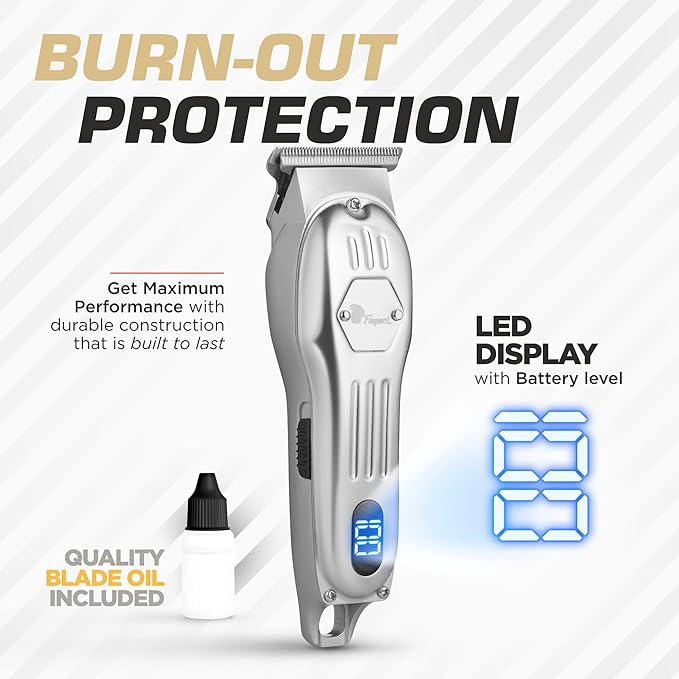 Fagaci Men's Professional Hair Trimmer, Powerful Battery, Sharp Blades, High-Speed Motor, Cold Steel for Comfortable Cuts