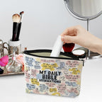 Daily Affirmations for Women Scripture Bible Verse Makeup Bag Faith Christian Gifts for Women Mental Health Gifts for Female Sister Friend Coworker Birthday Friendship Mothers Day Travel Toiletry Bag