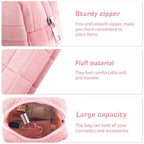ZLFSRQ 2Pcs Pencil Case Cute Pencil Pouch for Teens Plush Makeup Bag Travel Cosmetic Bag Set Pink Makeup Pouches Purse Preppy Zippered Toiletry Bags Organizer Trendy Zipper Skincare Storage Organizer