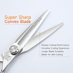 Fenice Peak Straight Hair Cutting Scissors 5.5'' Barber Haircut Shears with Sharp Razor Edge 440C Hair Scissors with Engraving Handle for Salon and Home User