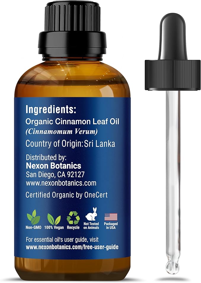 Organic Cinnamon Essential Oil 30 ml - Pure, Natural Oils for Aromatherapy, Diffusers, DIY, Candle and Soap Making Scent - Nexon Botanics