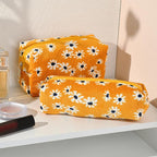 SOIDRAM Makeup Bag Floral Cosmetic Bag Cute Makeup Pouch 1Pcs Large Capacity Makeup Bags and 1Pcs Makeup Brushes Storage Bag Travel Toiletry Bag Organizer