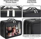 Clear Makeup Bag,Large Toiletry Case for Women,PU Leather Travel Cosmetic Bag,Detachable Makeup Case,Double Compartment Make up Organizer