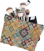 Makeup Bag Oriental Tile Cosmetic Bag Mini Portable Travel Toiletry Bag Organizer Makeup Brushes Aesthetic Accessories Waterproof Storage Bag for Women
