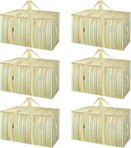BALEINE 6-Pack Oversized Moving Bags with Reinforced Handles, Heavy-Duty Storage Tote for Clothes, Moving Supplies (Color Strip, 6-Pack)