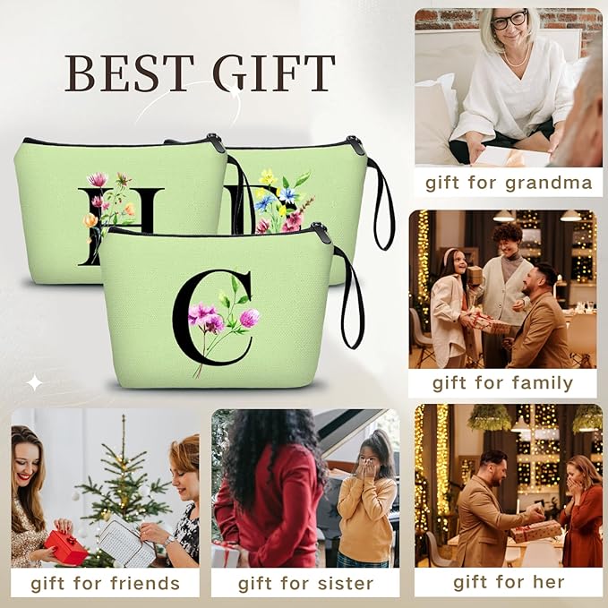 Birthday Thank You Appreciation Monogrammed Gifts for Mom Aunt Teacher Sister Friend Coworkers Bride Bridesmaid Makeup Cosmetic Bag with Mirror Mothers Day Christmas Graduation C
