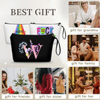 SEAMOON Women Birthday Unique Maid of Honor Friendship Gifts for Women Sister Bridesmaid Bride Personalized Travel Makeup Cosmetic Bag with Mirror Valentines Mothers Day Christmas Graduation W
