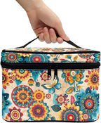 Boho Style Mandala Butterfly Pattern Travel Makeup Bags for Women Portable Tote Cosmetic Case with Carry Handle Toiletry Accessories Storage Organizer Bags