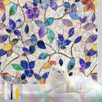 Stained Glass Window Privacy FilmDecorative Rainbow Static Clings -ldeal for Home &Office,Adhesive-Free,Removable, Uv-Blocking (Purple Rainbow, 45.2 X 157.4 in)