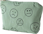 Cosmetic Bags for Women - Corduroy Cosmetic Bag Aesthetic Women Handbags Purses Smile Dots Makeup Organizer Storage Makeup Bag Girls Case Bags (Double Purple Green)