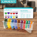 10 Professional Hair Clipper Guards Cutting Guides Compatible with Most Wahl Clippers with Organizer, Color Coded Clipper Combs Replacement - 1/16" to 1"